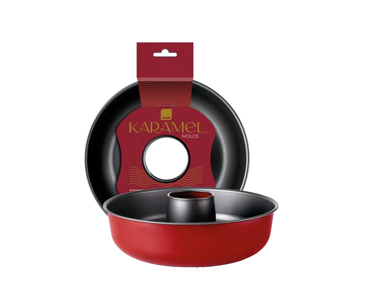IBILI, Molde para bizcochos Savarín, Repostería, Horno. Chapa de acero Antiadherente, color rojo, colección Karamel.