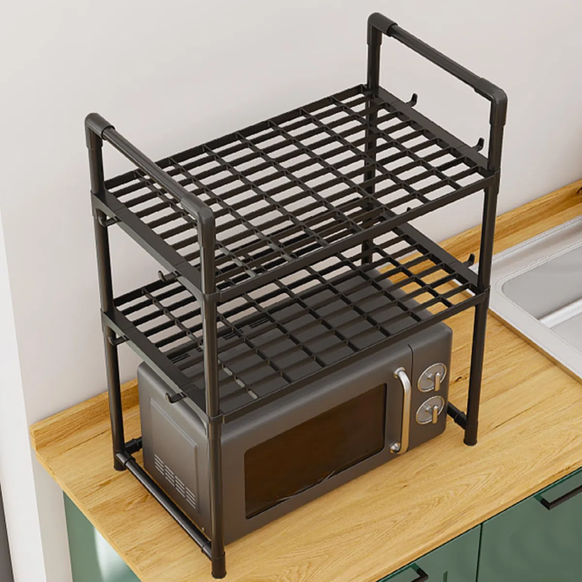 Soporte Para Microondas De 2/3 Niveles, Estante Organizador De Cocina Estantes Para Microondas Soporte Microondas,Estante Microondas, Mueble Para Microondas Con Ganchos