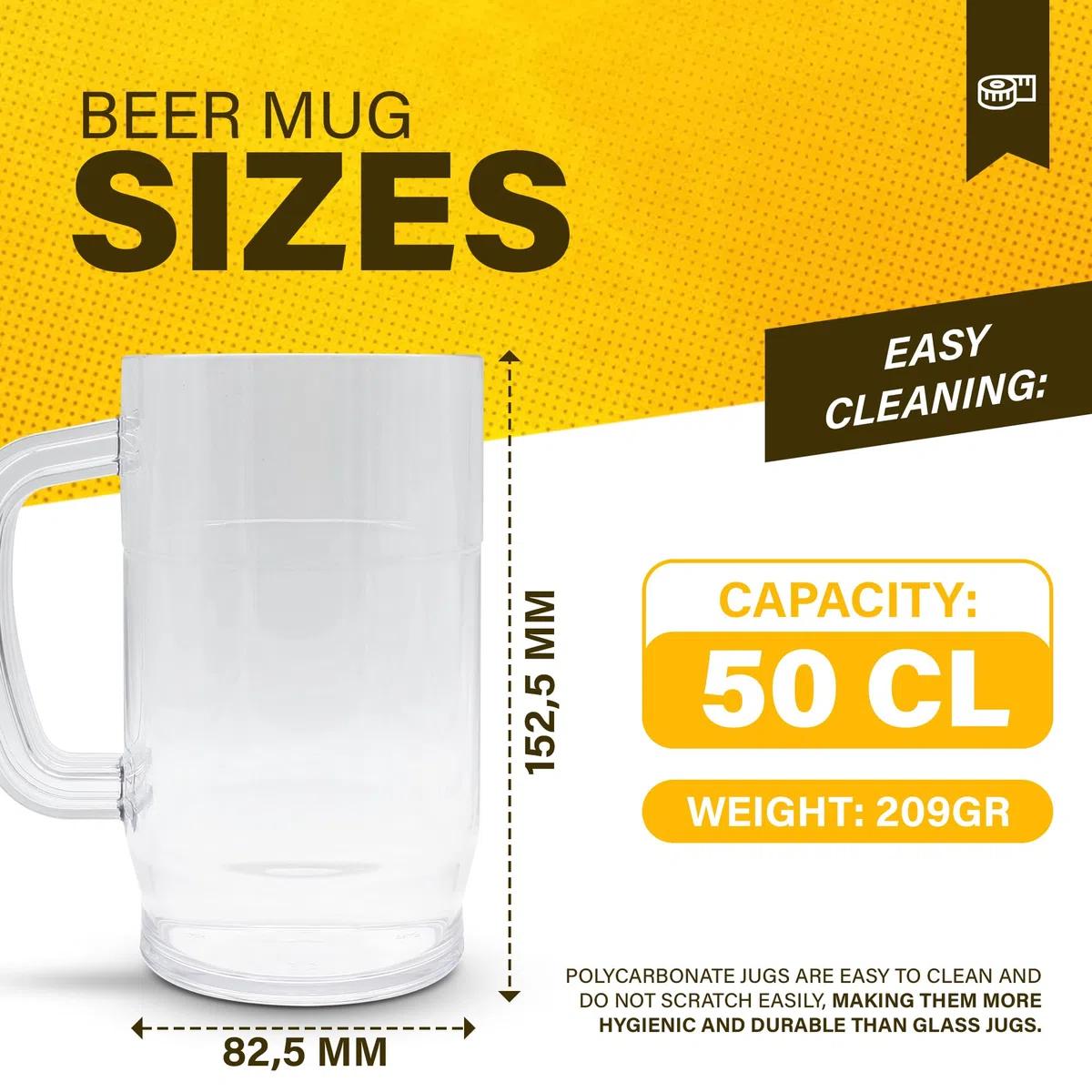 DOJA Barcelona | Jarra de Cerveza de Plástico | 50 cl | Pack 2 | Jarras de Policarbonato | Vasos de Cerveza Reutilizables | Para Cerveza Artesanal