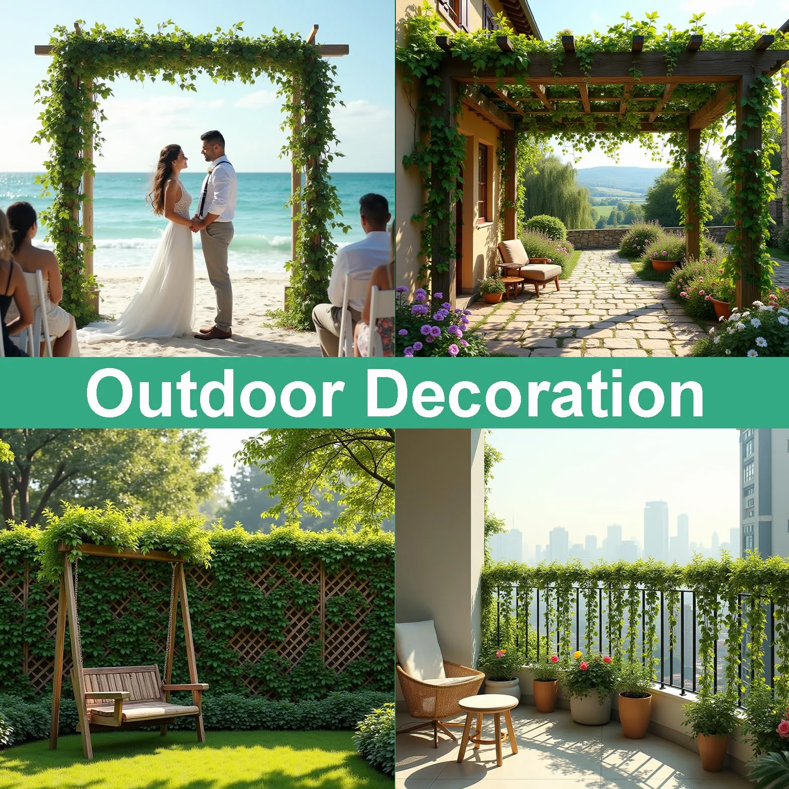 DazSpirit Guirnalda Plantas, Hojas de Hiedra Artificial 24 Piezas, 50.4m Decoración Interior y Exterior, De Jardín, Valla, Hogar, Boda, Escalera
