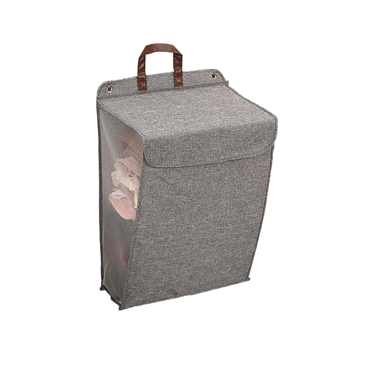 Cesto Ropa Sucia Plegable con Tapa Organizador Compresible Estrecho Gray-L
