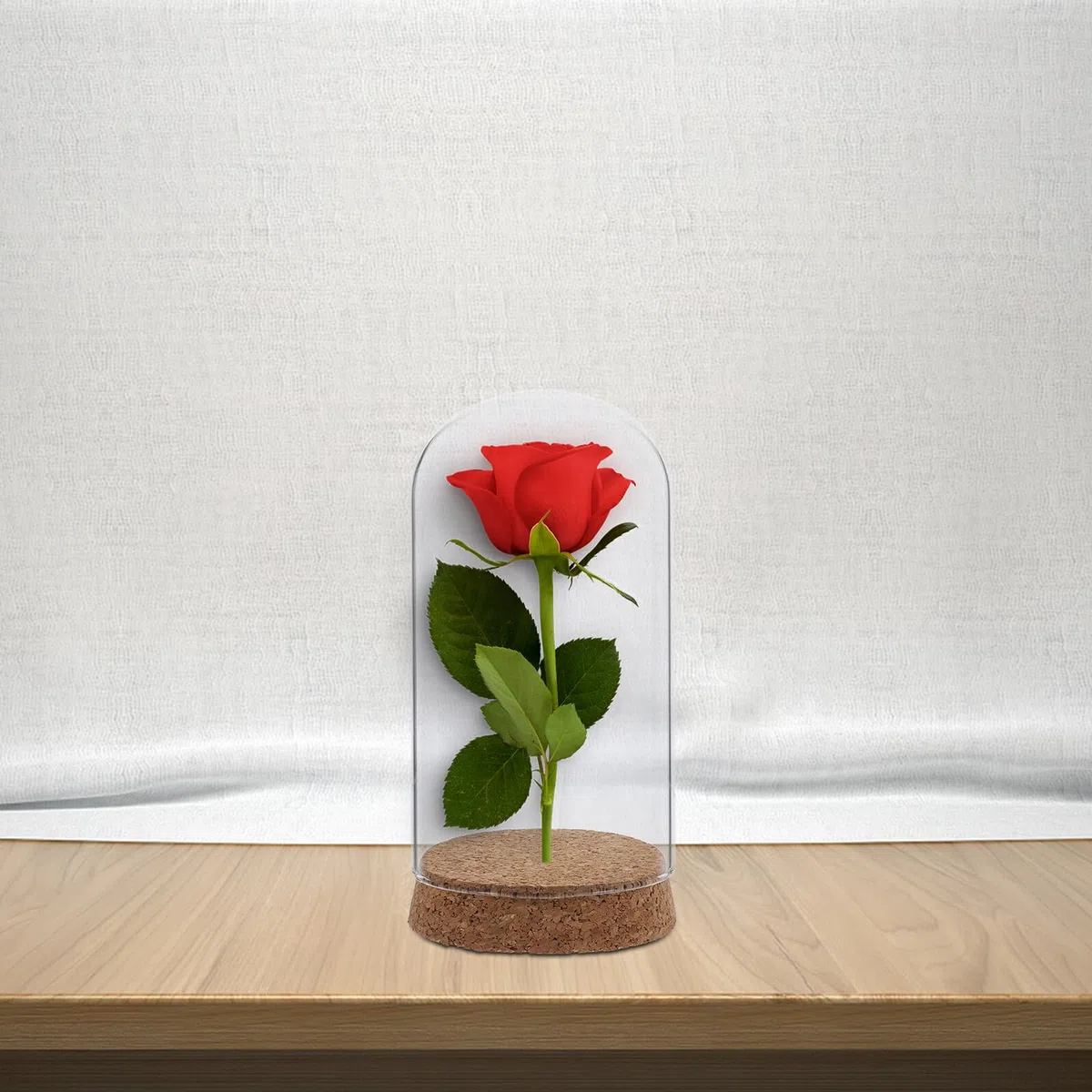 Cúpula de Cristal con Base de Corcho 8x15 Cm para Flores Preservadas, Cubierta Decorativa de Vidrio para Escritorio, Adorno Creativo de Hogar y Oficina