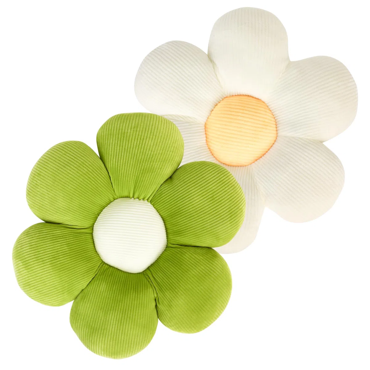 QKURT 2 Almohadas de Flores, Almohada de Piso con diseño de Flores, Cojín con Forma de Margarita, Cojín de pétalo Suave y Esponjoso para el hogar Sofá Coche(Verde)