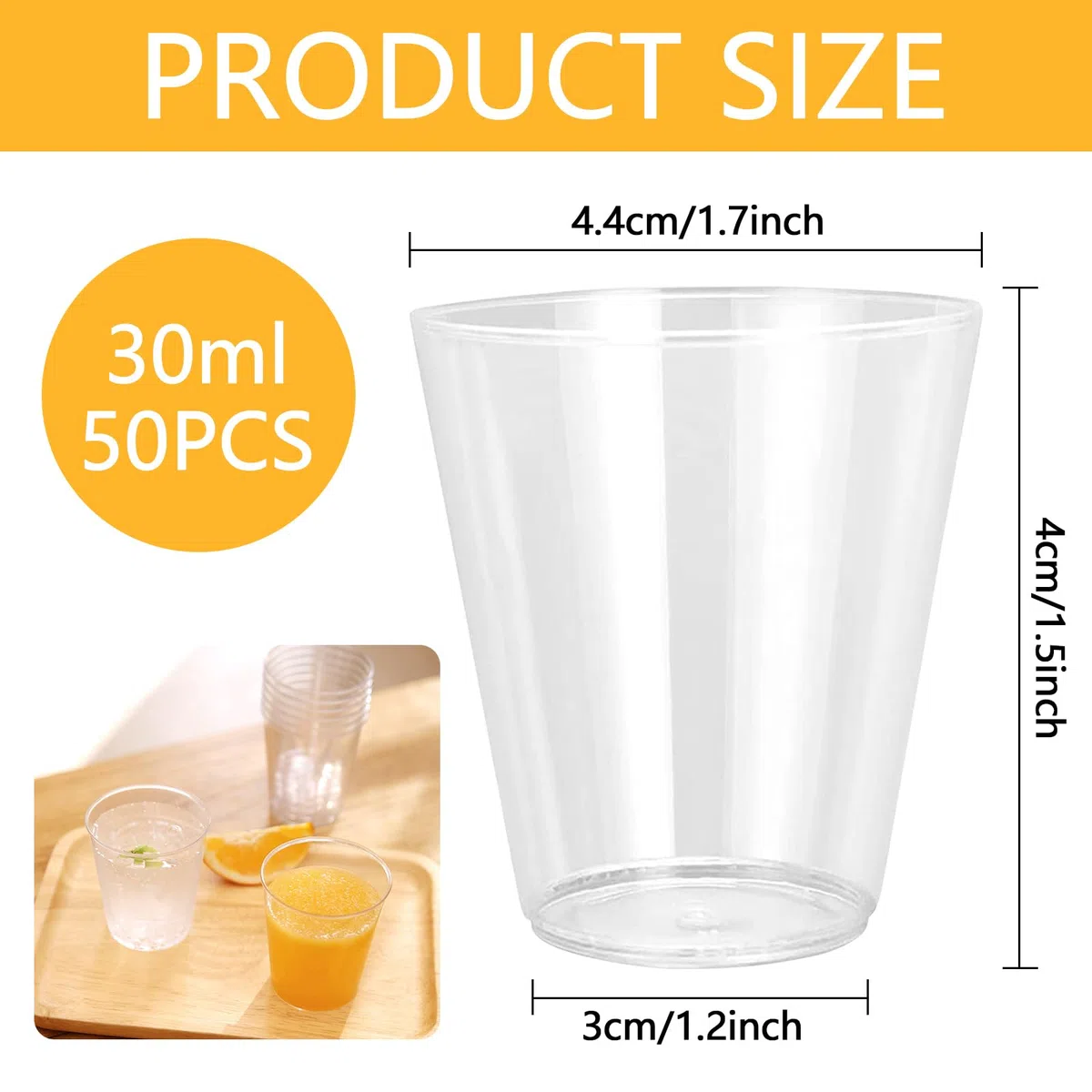 Giugio 50 vasos de chupito de plástico, 3 cl/30 ml, vasos de chupito, vasos de chupito transparentes de plástico, reutilizables, vasos de fiesta, vasos para cumpleaños, bodas, degustación