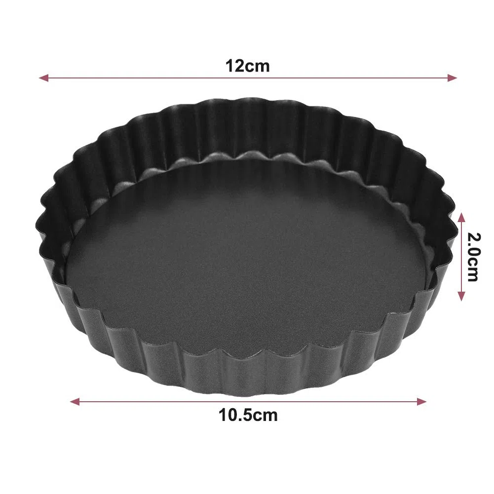 Paquete de 4 latas de 12 cm con fondo suelto extraíble, antiadherentes, mini moldes para tartas, moldes redondos para huevos para hornear pasteles de queso (negro)