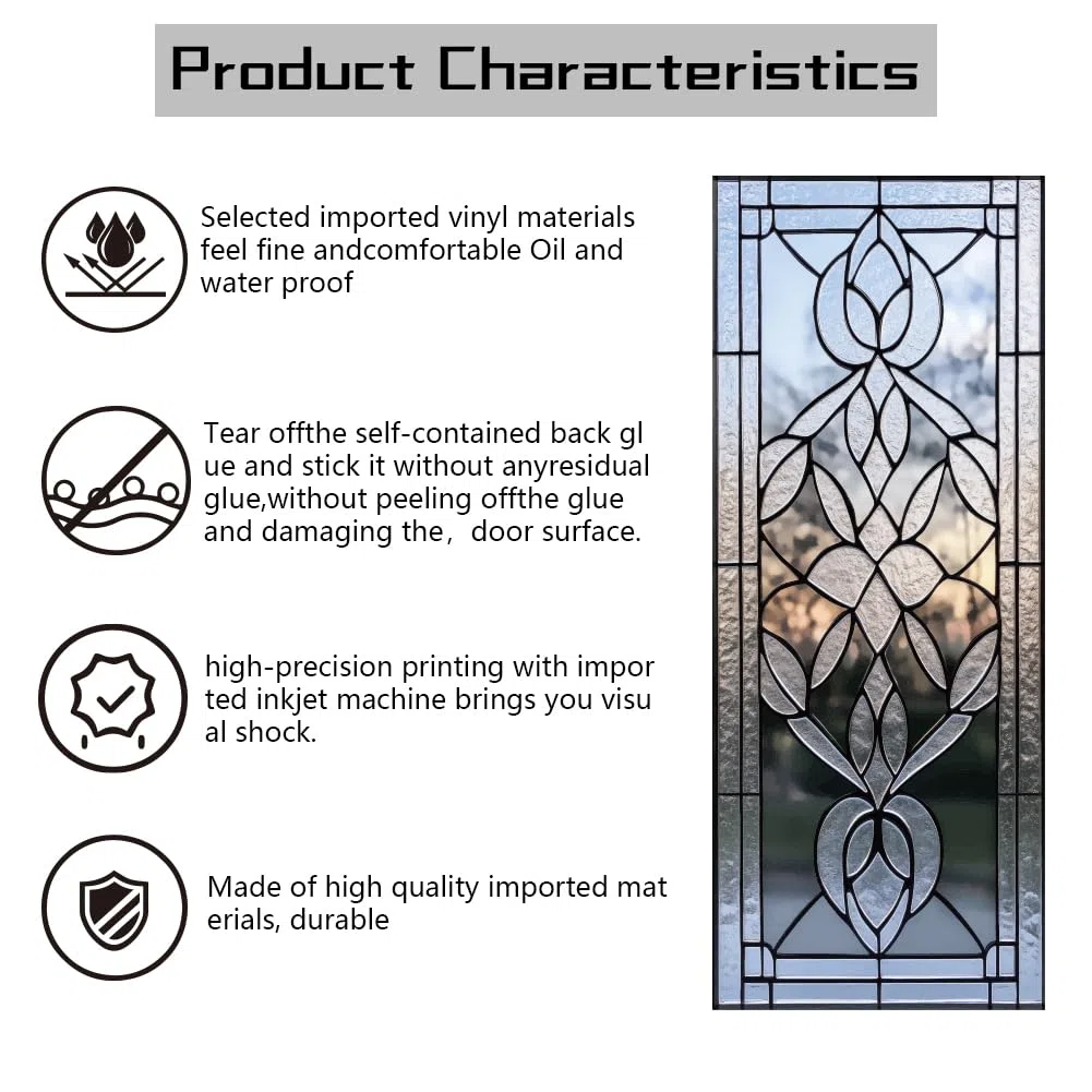 arricraft 2 piezas de vinilo adhesivo para puertas, 80 cm x 200 cm adhesivo de puerta de vidrio pintado 3D con flores, papel pintado de PVC removible, decoración para dormitorios y salas de estar