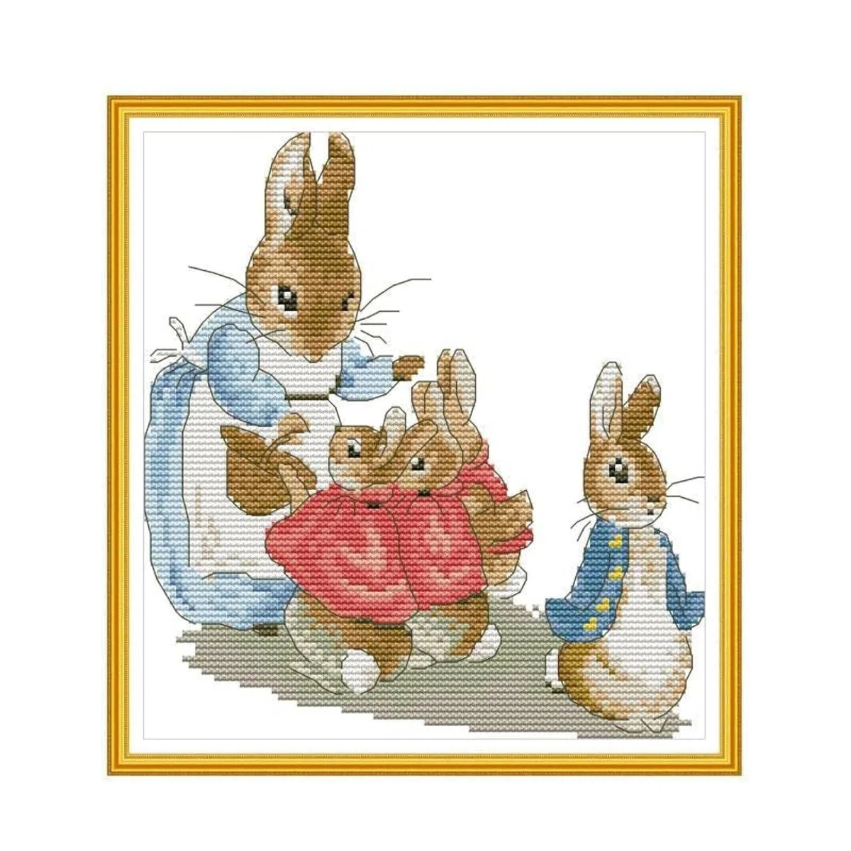 Cleana Arts - Kits de punto de cruz estampados, gama completa de kits de inicio de bordado para principiantes, 14 CT, 2 hebras, 21 x 22 cm