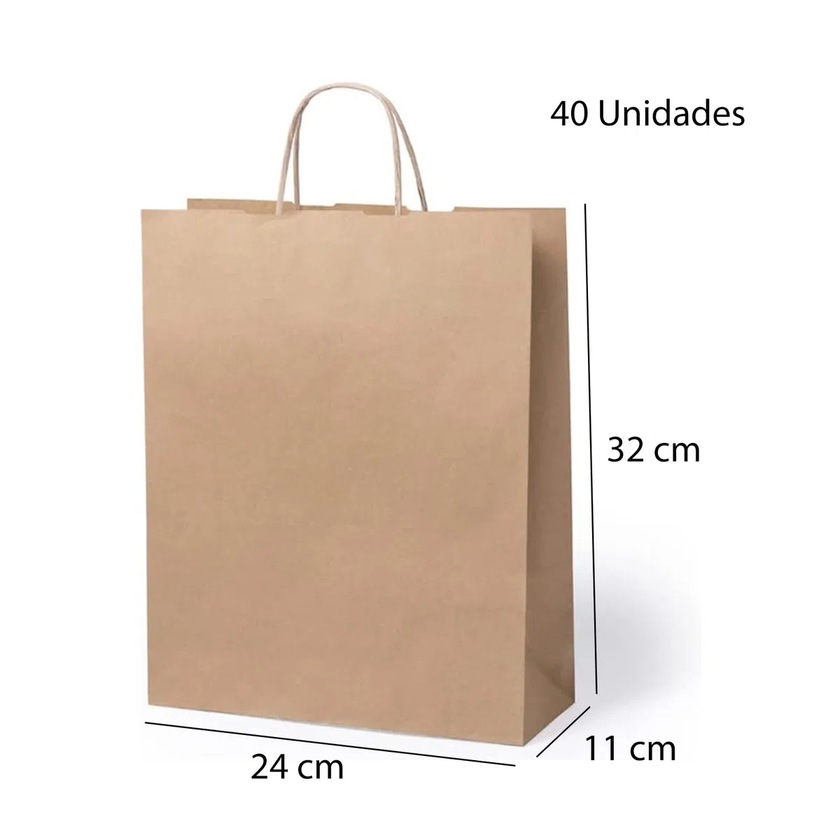 Deliex delicias de Extremadura 40 Bolsas de papel kraft medianas con asas 24 x 32 x 11 cm bolsas para regalos. Bolsas para comercios de papel biodegradable, reutilizables (Marrones)