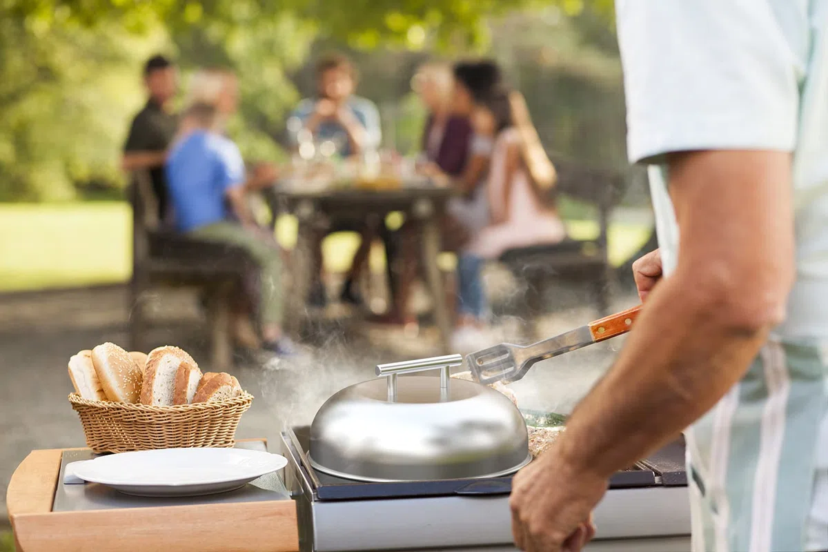 Onlyfire Campana para Hamburguesas, Cúpula de Fusión de Queso, Tapa para Cocinar Hamburguesas de Acero Inoxidable, Campana para Derretir con Mango