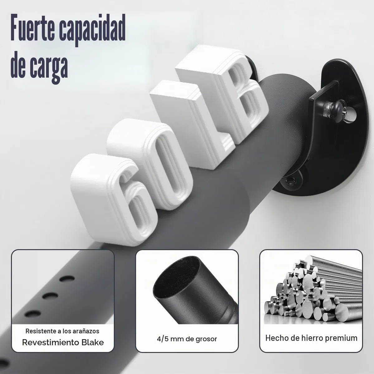 Barras de armario para colgar ropa, barra de metal ajustable de 40 a 212cm, barra de armario extensible resistente, barra retráctil de 1.1 pulgadas de diámetro para armarios, lavandería, RV, color