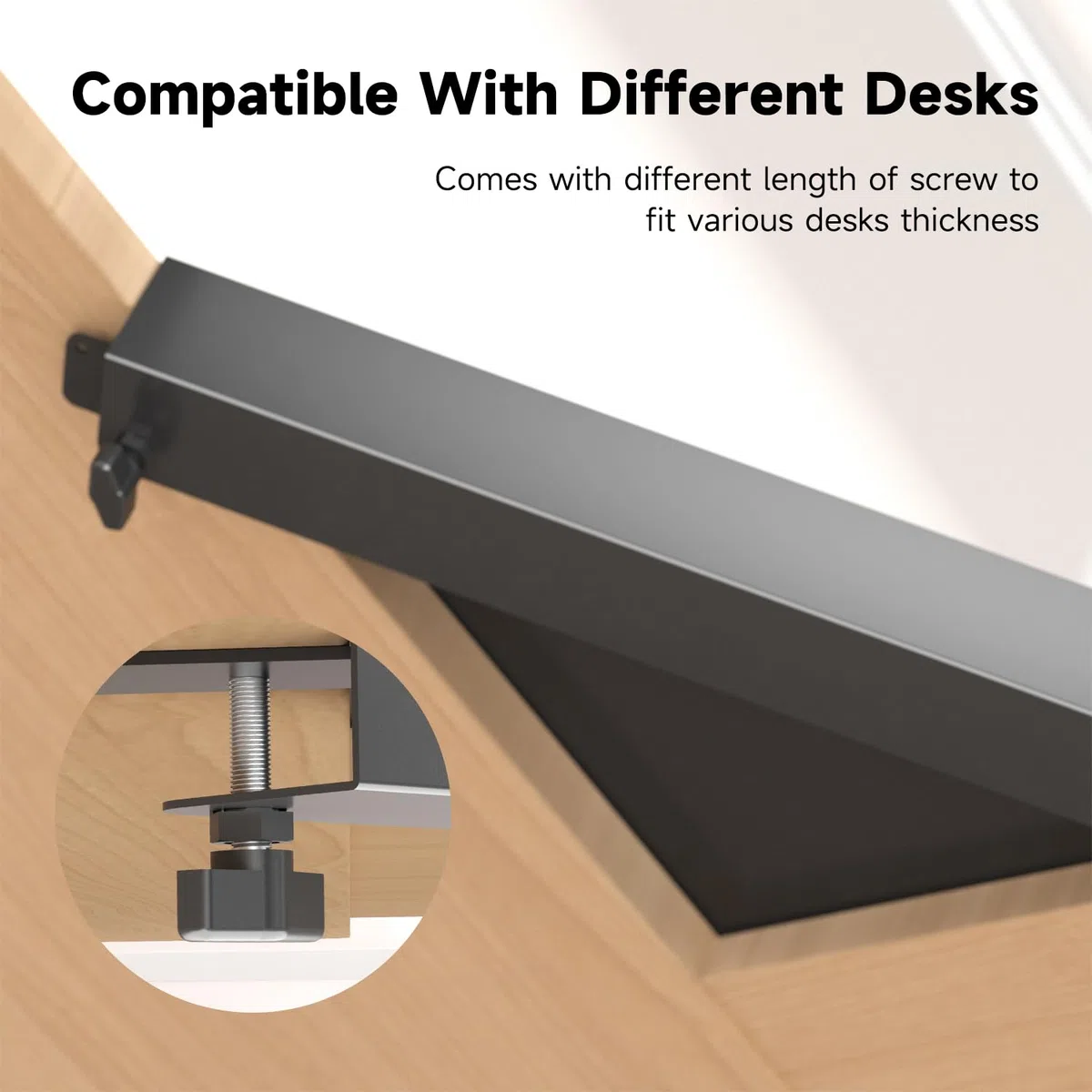 Suptek Soporte de Esquina Negro de 17 Pulgadas para Escritorios en Forma de L, Soporte de Montaje para Bandeja de Teclado Debajo del Escritorio, Modelo DESKEX01