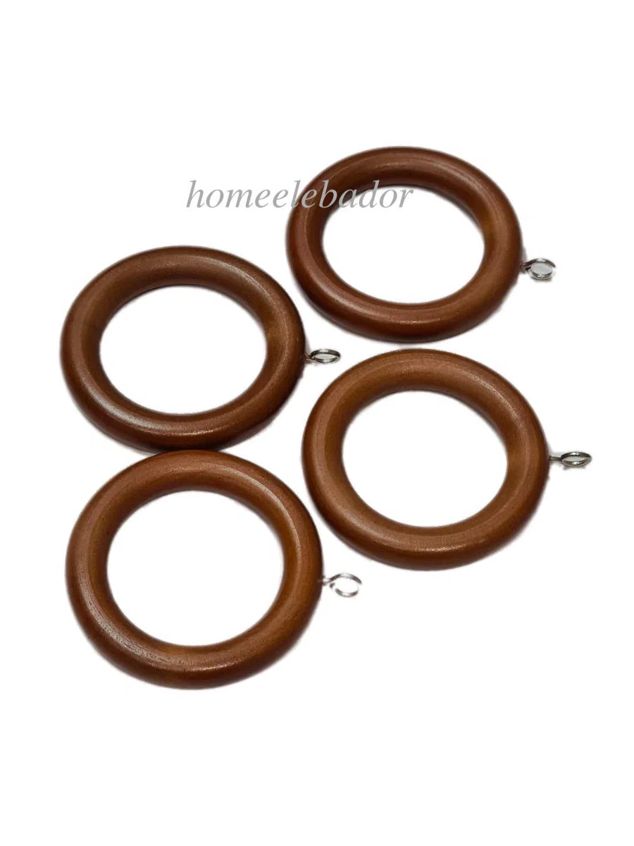 Anillos para barra de cortina de madera de roble natural de 45 mm con ojal de rosca, ojales deslizantes para postes de 42 mm, paquete de 24