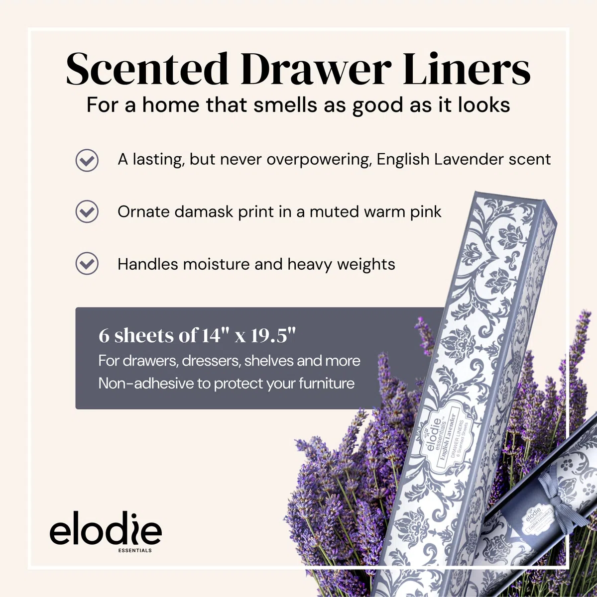 Elodie Essentials Fresh Linen - Forro perfumado para cajones (Lavanda Inglesa)