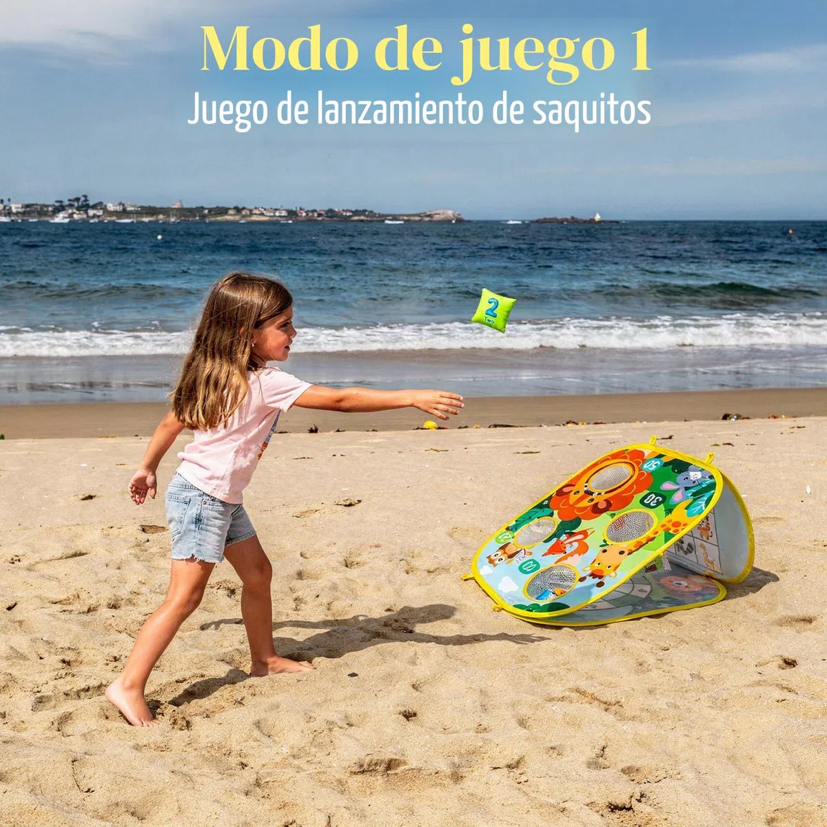 Juego de Lanzamiento Niños, Funsland Juego de Lanzamiento de puf 3 en 1 y Exteriores Plegable Portátil Deportes Toss Game para Actividades Jardín o Fiestas, Regalos Niño 4-8 Años