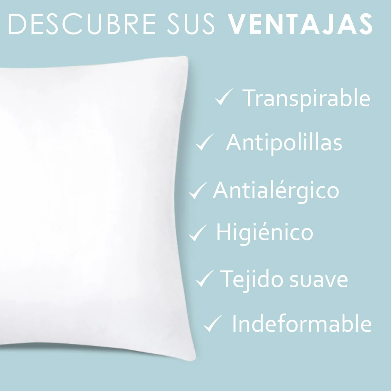 Aitsse- Relleno de Cojín de Fibra Hueca Siliconada de Alta Recuperación 2/4/6 Unidades, Suave, Mullido, Antialérgico. Cojín Decorativo para Casa, Dormitorio, Salón o Coche. (4, 45x45cm)