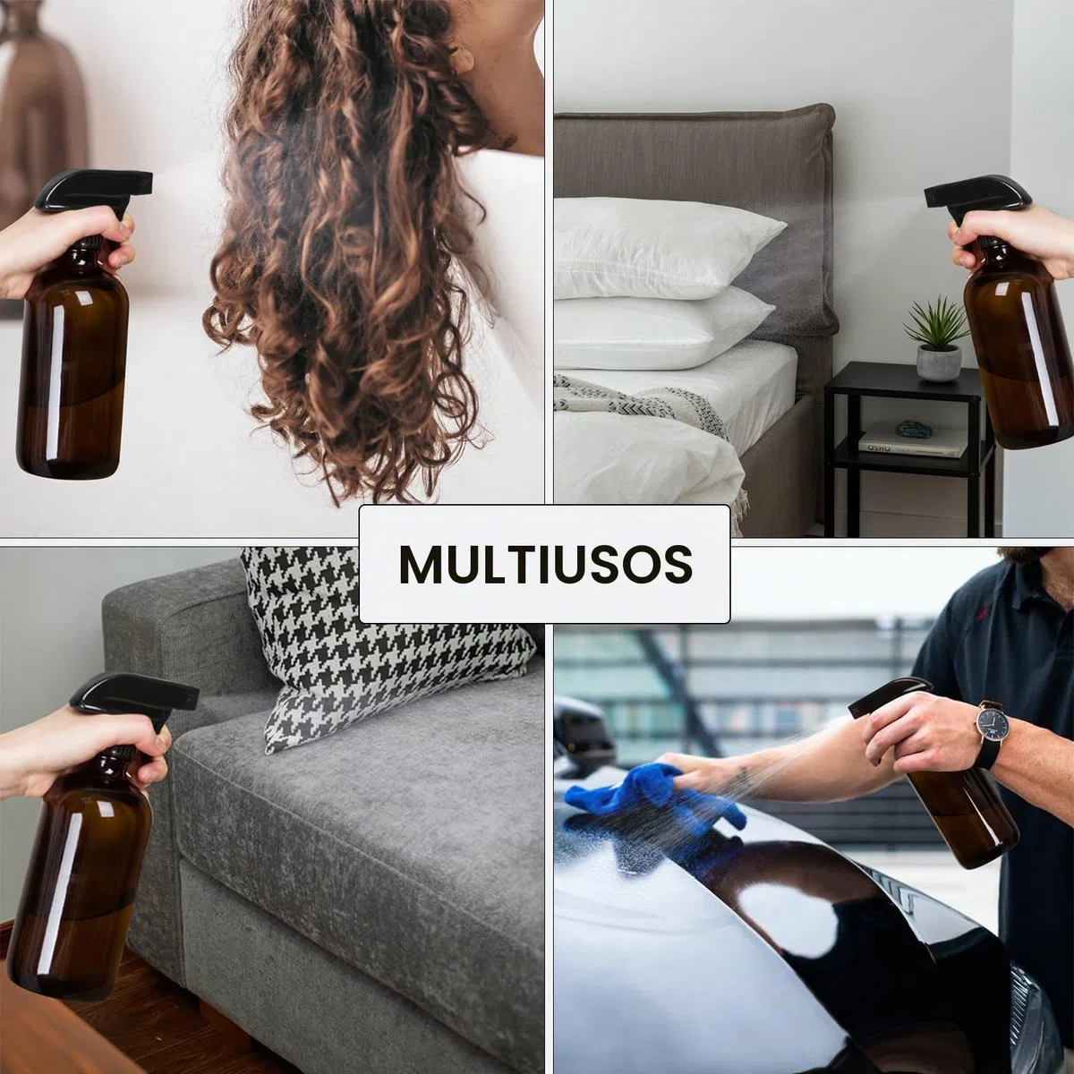 Botellas de vidrio vacías ámbar de 500 ml para limpieza, botella de spray de agua de niebla para cabello, jardinería y aceites esenciales, pulverizador de gatillo ajustable con ajustes de