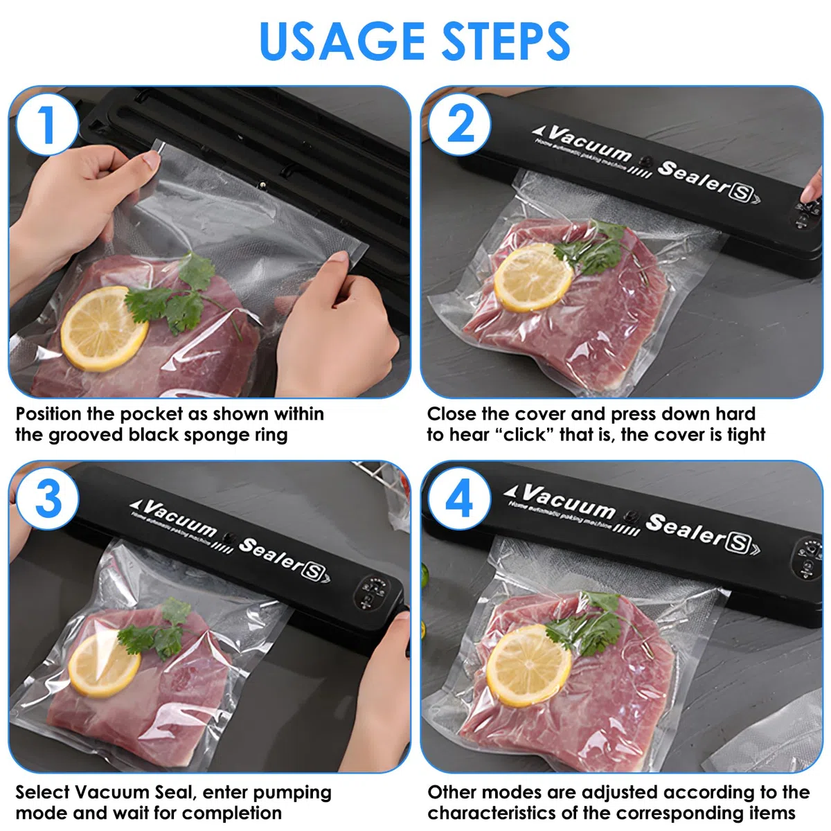 Sellador De Vacío Con 10 Bolsas De Vacío – Máquina Compacta Y Rápida, Longitud De Sello 30 Cm, Mantiene Los Alimentos Frescos Hasta 6 Veces Más Tiempo, Ideal Para Cocina Y Camping, Negro