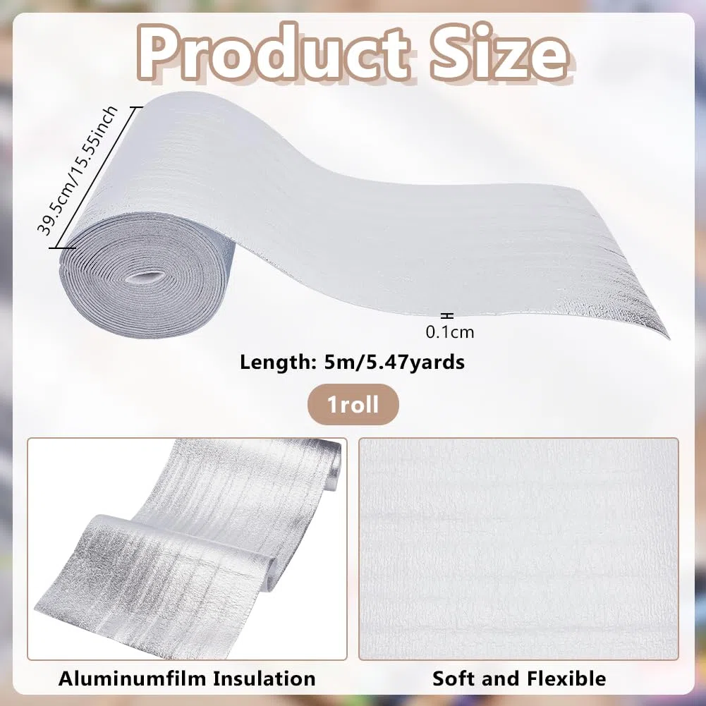 OLYCRAFT Guata resistente al calor (39,5 cm x 5 m) para agarraderas, tejido aislante, forro térmico, papel de aluminio reflectante del calor, guata para agarraderas, guantes de horno DIY, posavasos