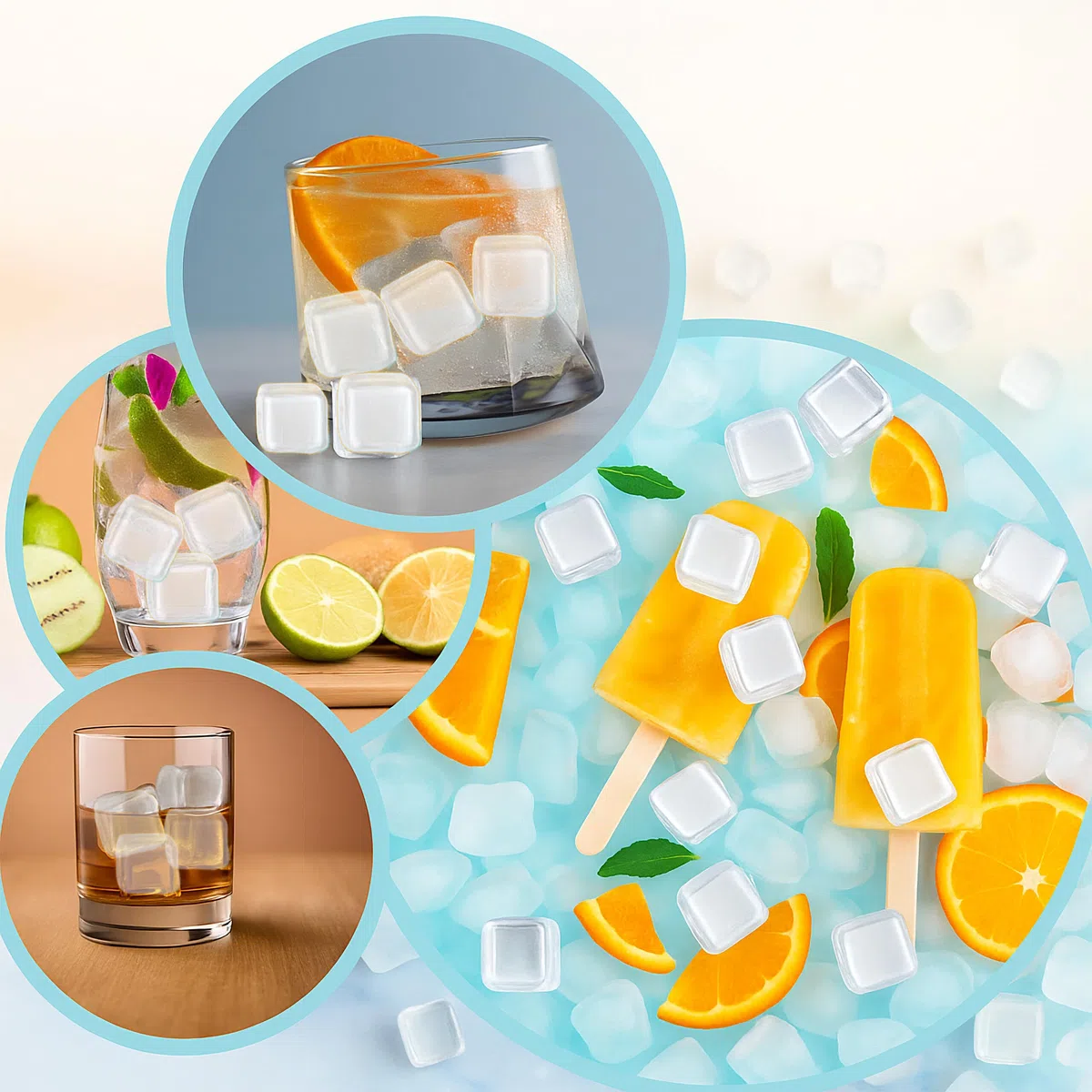 Relaxdays Cubitos de Hielo Reutilizables, 24 Unidades, XXL, Cubos de Hielo Plásticos para Fiestas, Transparentes