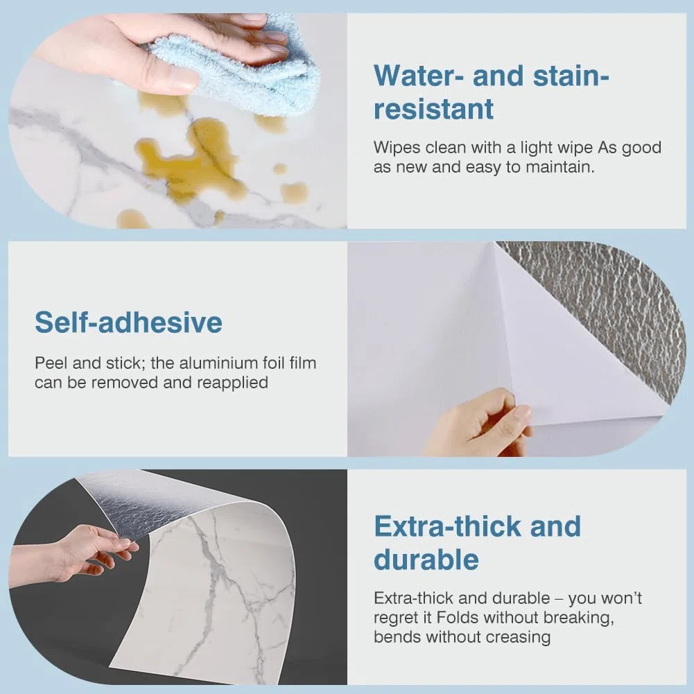 10 unidades de vinilo adhesivo para azulejos con aspecto de mármol, 60x30 cm. Autoadhesivo, resistente al agua, paneles de pared con aspecto de piedra para cocina y baño, protección contra