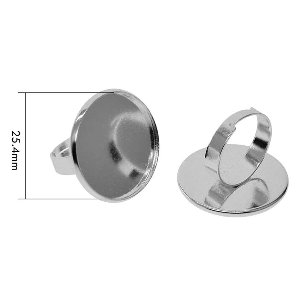 Fornituras en Ajustable 10x para Cabujón de 25 Mm, Blanco dorado, tal como se describe