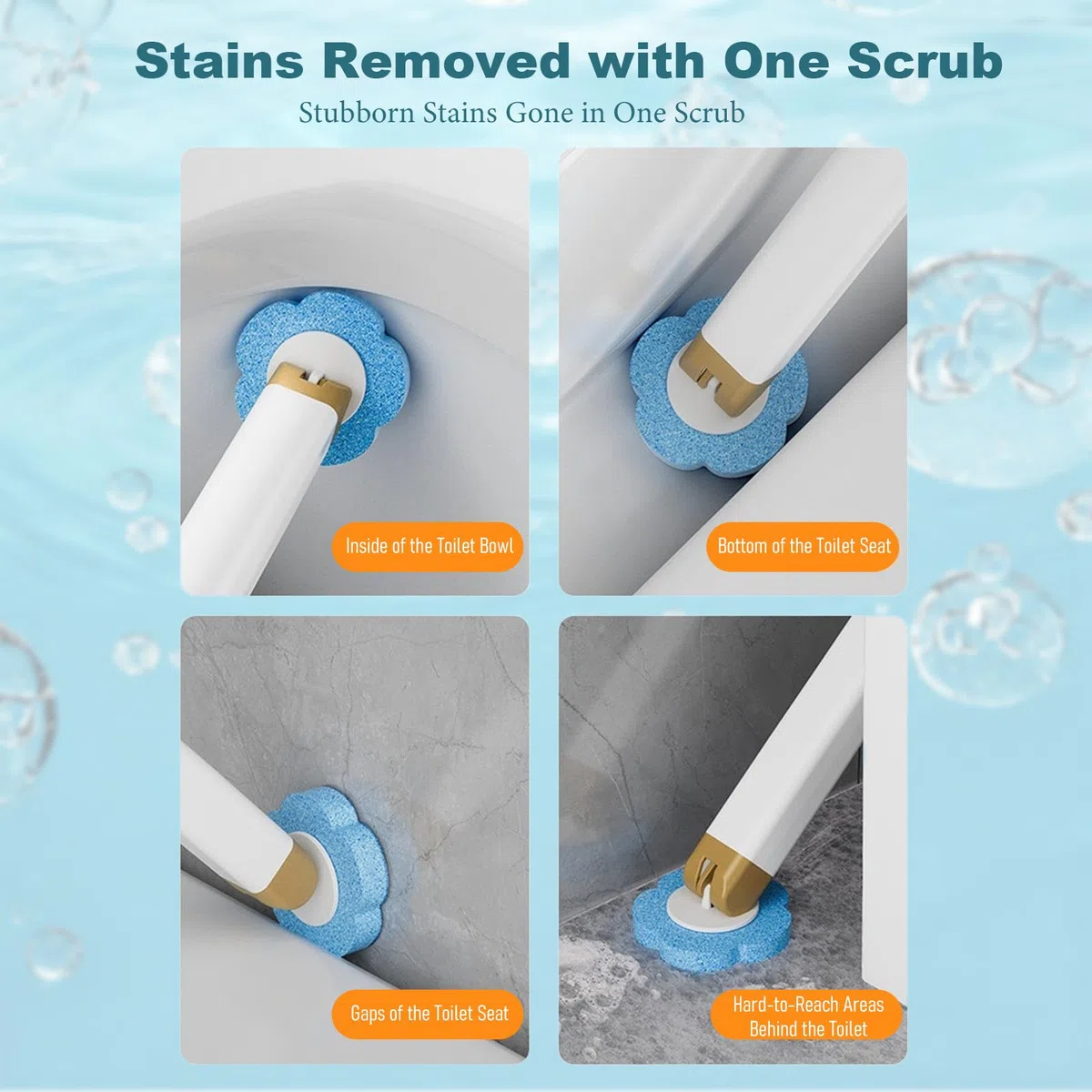Escobilla Baño Desechable WC, Kit de Palo de Inodoro, Cepillo para Inodoro con 36 Rellenos de Detergente, Kit de Sistema de Limpieza Desechable, Toilet Brush