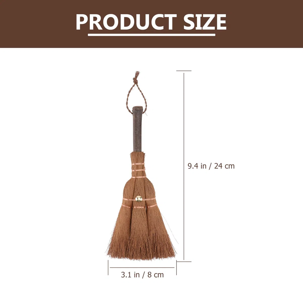 Ipetboom Escoba De Palma Mini De Mano 9.4 Pulgadas Ligera con Cuerda Colgante Practica para Limpieza En Hogar Cocina Y Ceremonia Té