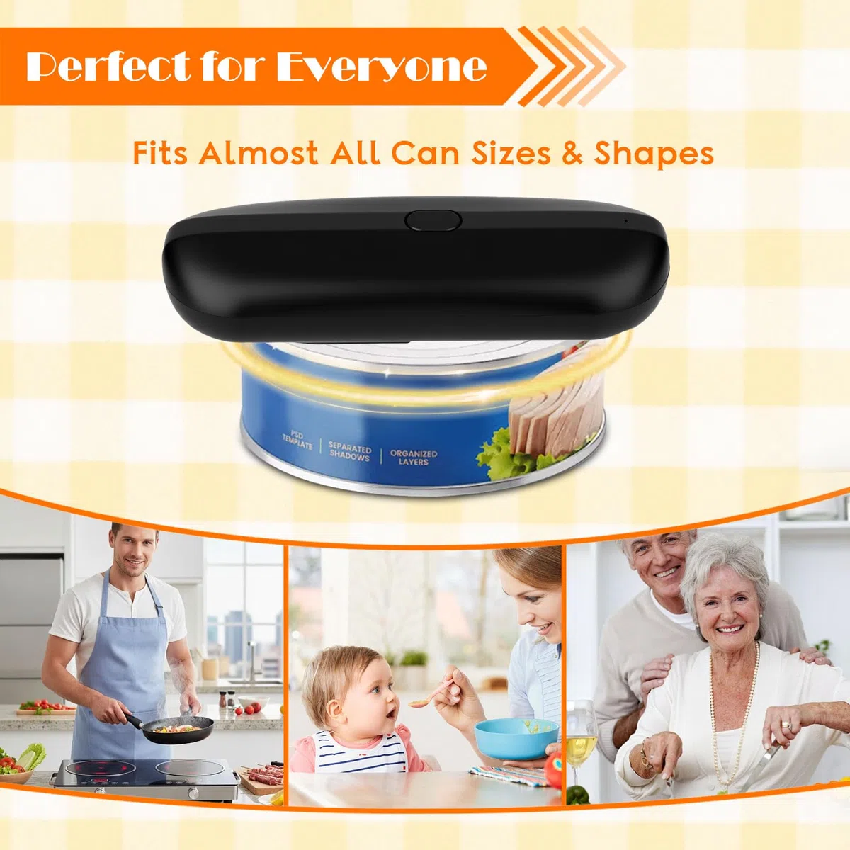 Abrelatas Eléctrico Automático, Abridor de Botes Sin Esfuerzo, Automático Detener, Corte Suave, USB Recargable Accesorio de Cocina de Manos Libres para Personas Mayores, Artritis y Cocineros