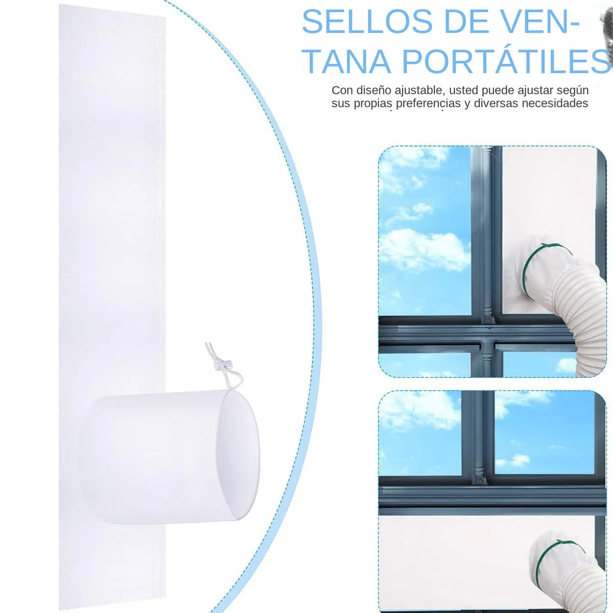 Kit de Sellado para Ventana de Aire Acondicionado - Juego De Tela Sellante Para Ventanas Batientes - Accesorio Adaptable Para Aparato De Aire Acondicionado Portátil En Salón Dormitorio Cocina