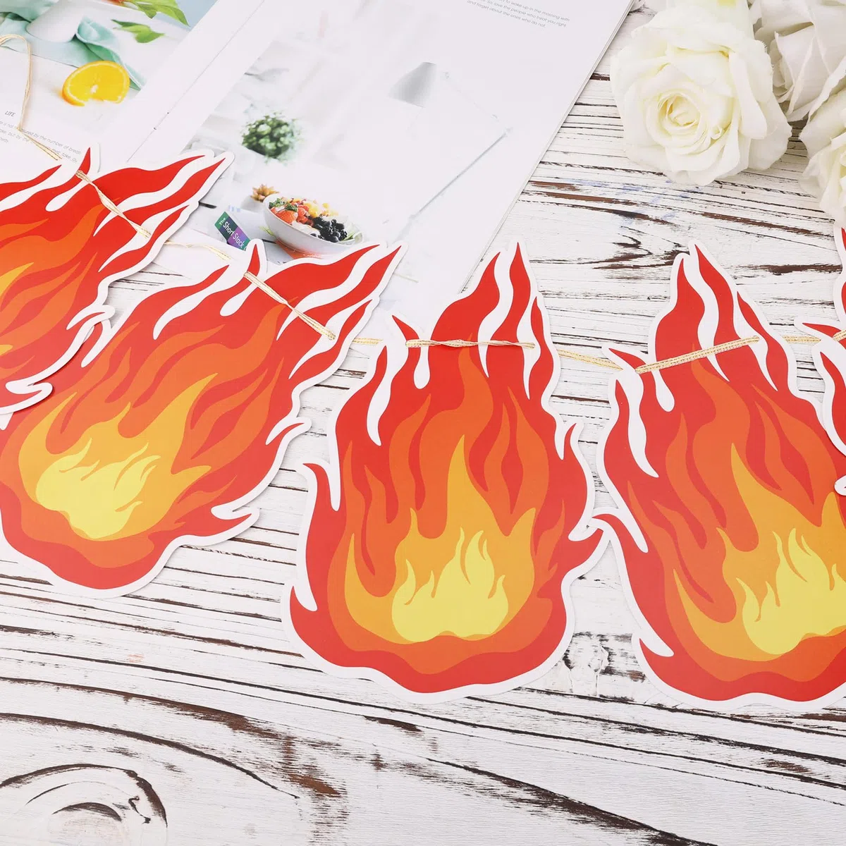 3uds Pancarta de Llamas de Fuego, Preensartada Decoraciones de Llamas de Fuego Banderines Colgantes Pancartas Fiesta Decoraciones Fiesta para Temática Bomberos Hoguera Fiesta Suministros