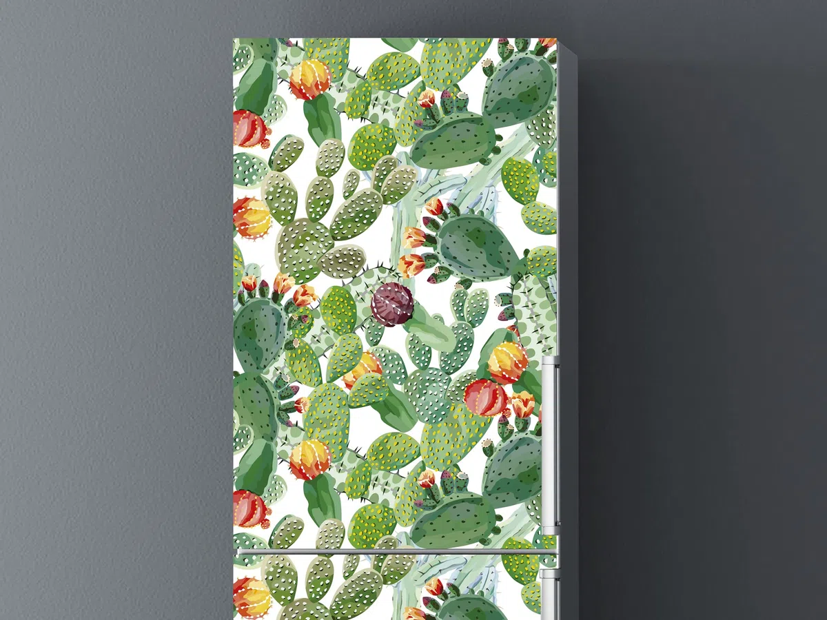 Pegatinas Vinilo para Frigorífico Cactus | 185x60cm | Adhesivo Resistente y de Fácil Aplicación | Pegatina Adhesiva Decorativa de Diseño Elegante