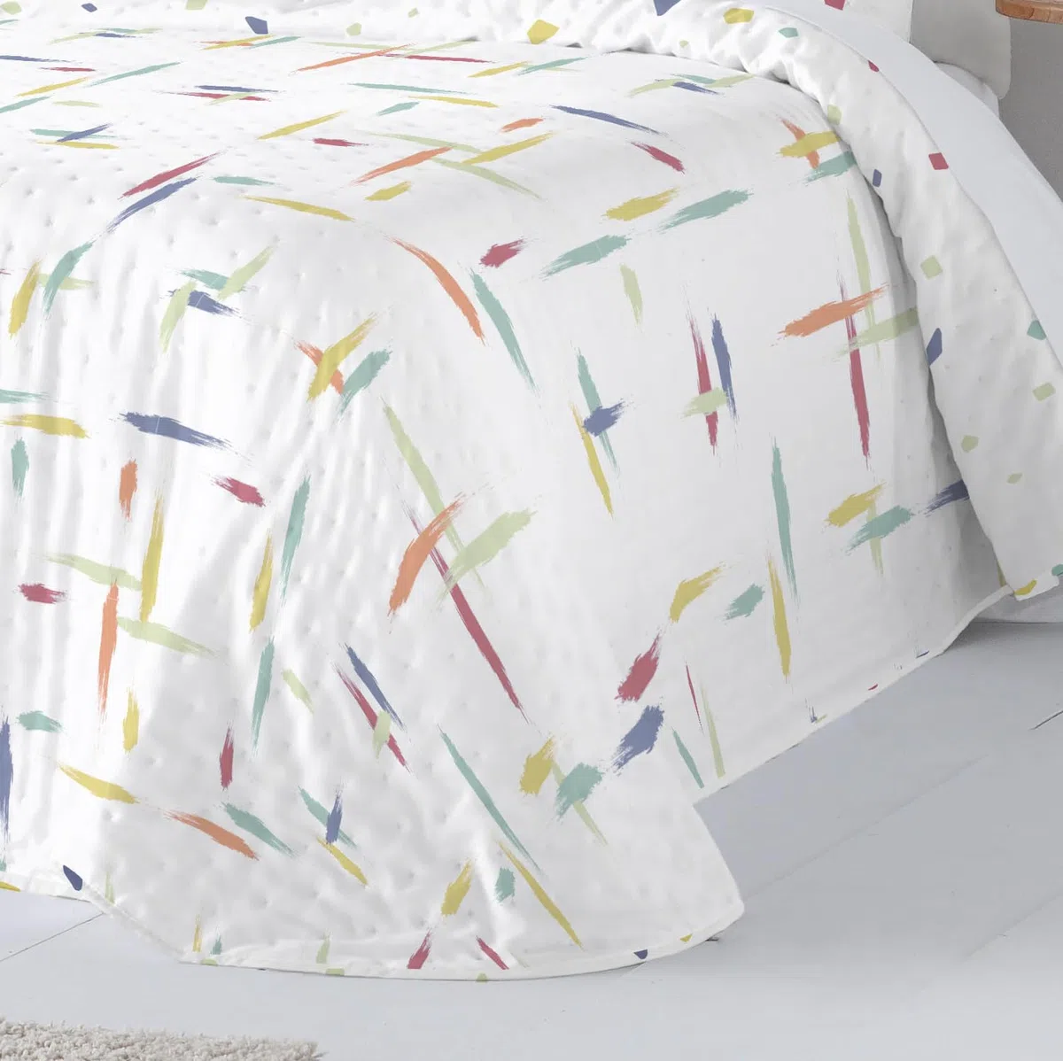 Colcha Bouti Reversible con Funda de Almohada Soley (Unico, Cama 105 cms.)