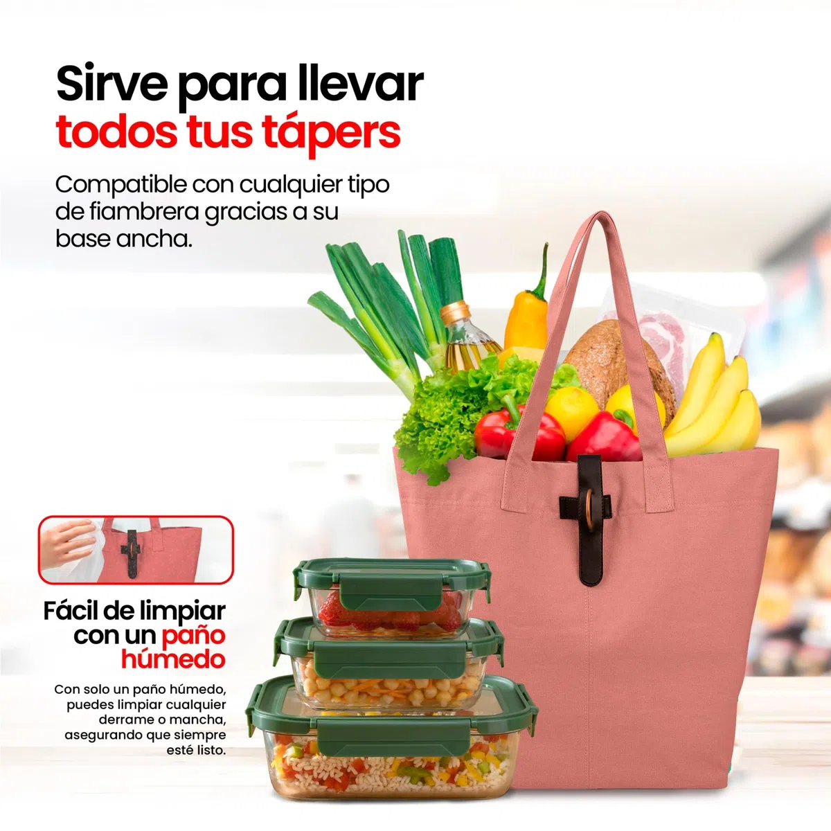 IRIS BARCELONA - Natural Tote Bag, Bolsa Tote Estilo Lunch Bag y Bolso de Hombro 45,5 x 15,5 x 37 cm 15 l Rosa