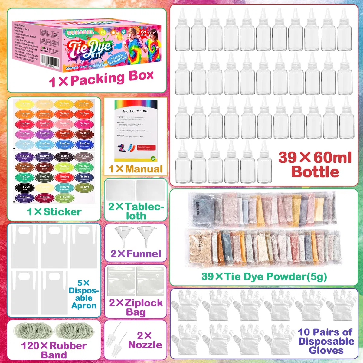 Tinte Ropa, 39 Colores Tie Dye Kit Manualidades Niños Juguetes Niña 6+Años Tinte Textil Regalos Niños Adultos,Tinte de Tela Permanente no tóxico Set de Arte,Creativas manualidades de Bricolaje