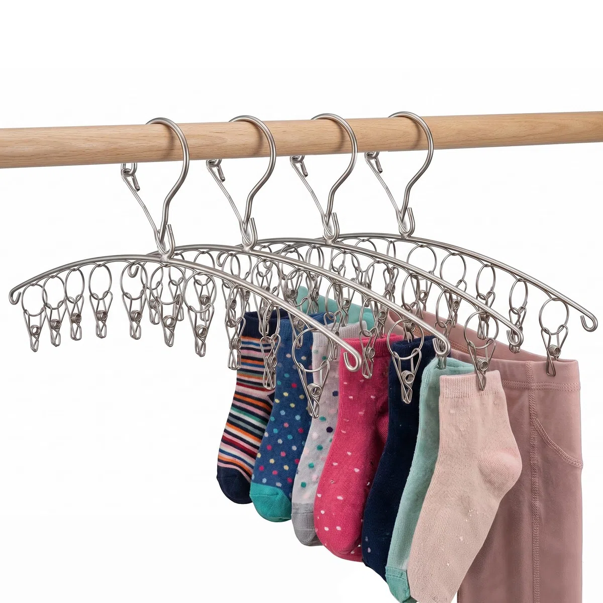 Rayong Secador de Calcetines de Acero Inoxidable Soporte para Calcetines, tendedero para Ropa, tendedero pequeño, Resistente al Viento, Estante de Secado para Calcetines (4 Piezas)