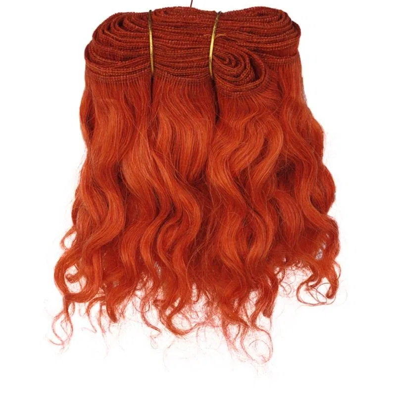 Tramas de Cabello 5M Rizado Negro Marrón Naranja Rosa Pelo de Lana Tramas de Cabello de Cabra para Todas Las muñecas Pelucas de Cabello DIY