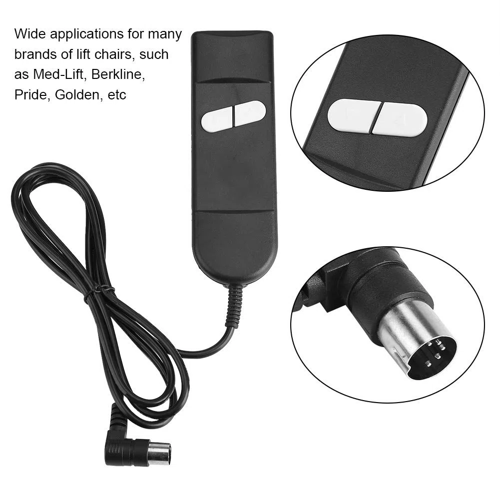 Goshyda Control Manual para sillón reclinable, Controlador de sillón reclinable eléctrico de 2 Botones, Conector de 5 Pines para Muchas Marcas de sillas Elevadoras