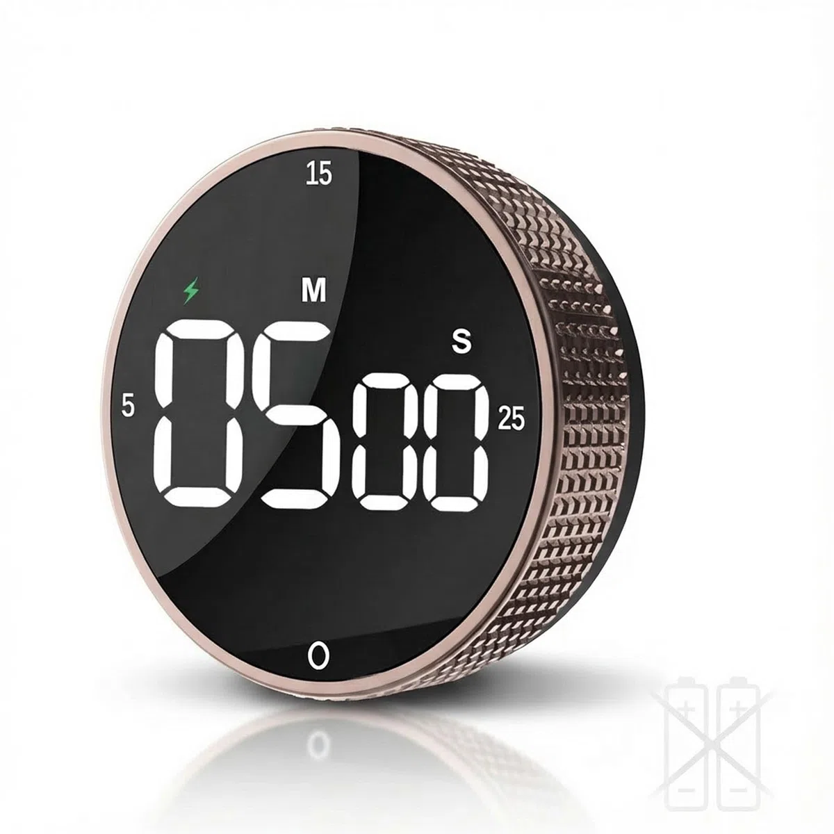 Temporizador de cocina digital magnético recargable con pantalla LED grande, alarma fuerte, 3 ajustes preestablecidos (5/15/25 min), 3 niveles de volumen, ideal para cocina, fitness y oficina (Marrón)