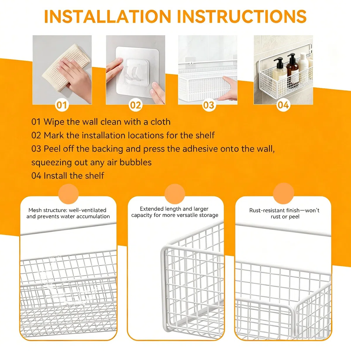 Cestas de almacenamiento colgantes, estante de almacenamiento para colgar en la pared, cesta de basura de alambre de hierro portátil multifuncional para cocina, baño, estante de (White)