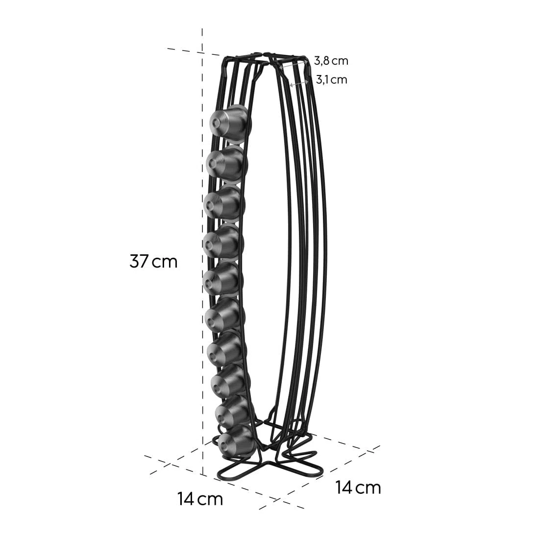 Xavax | Soporte para Cápsulas de Café (Dispensador de Cápsulas Nespresso, Hasta 40 Cápsulas, Portacápsulas) Color Negro Mate