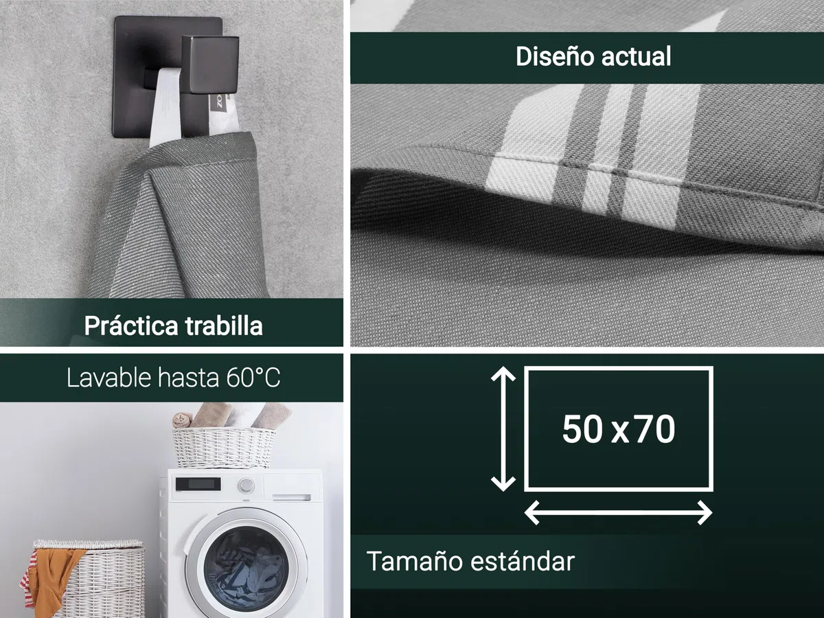 ZOLLNER 5er Set paños de Cocina 100% algodón, 50x70 cm, Gris.