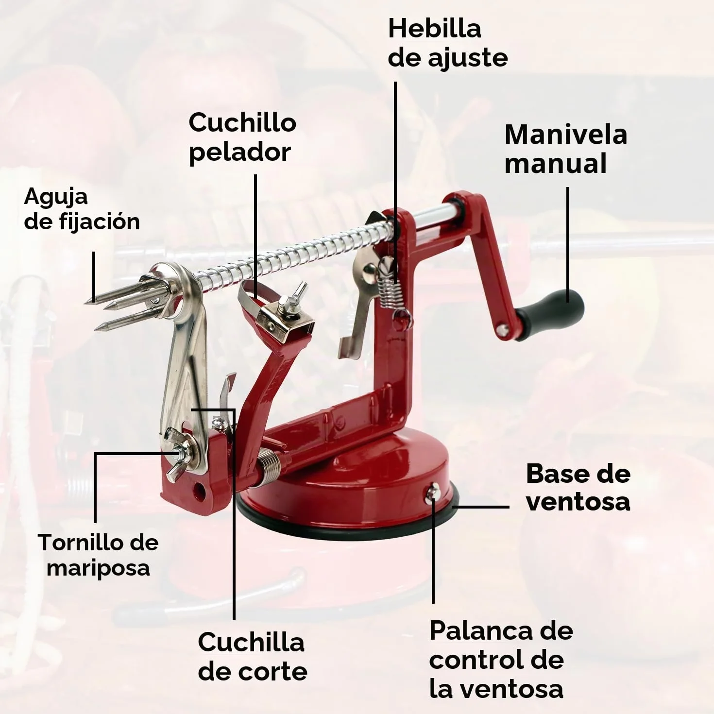Baumalu 450009 pelador de manzanas metal rojo vino