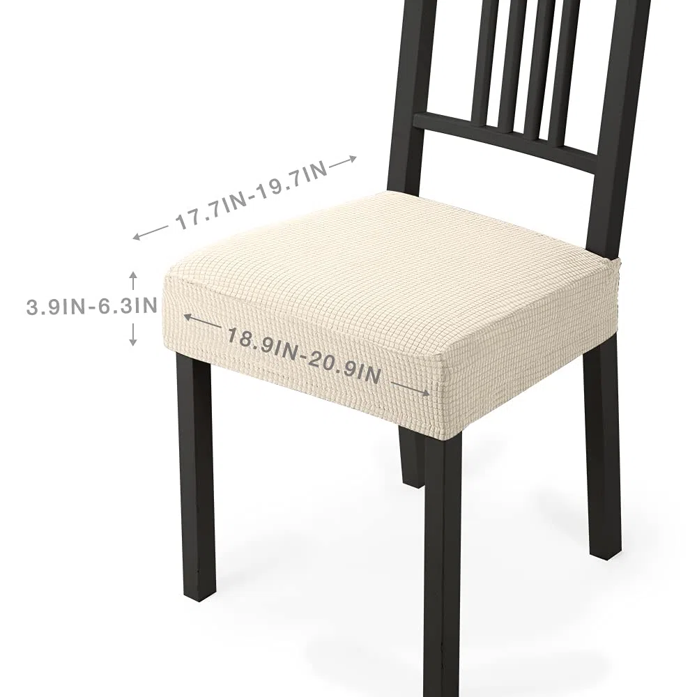 Funda de Silla de 6 Piezas Funda de Comedor para un Ajuste Universal – Cubierta de Elastano Fundas de Silla extraíble Muy fácil de Limpiar y Duradero-B (Paquete de 6, Crema Blanca)-B