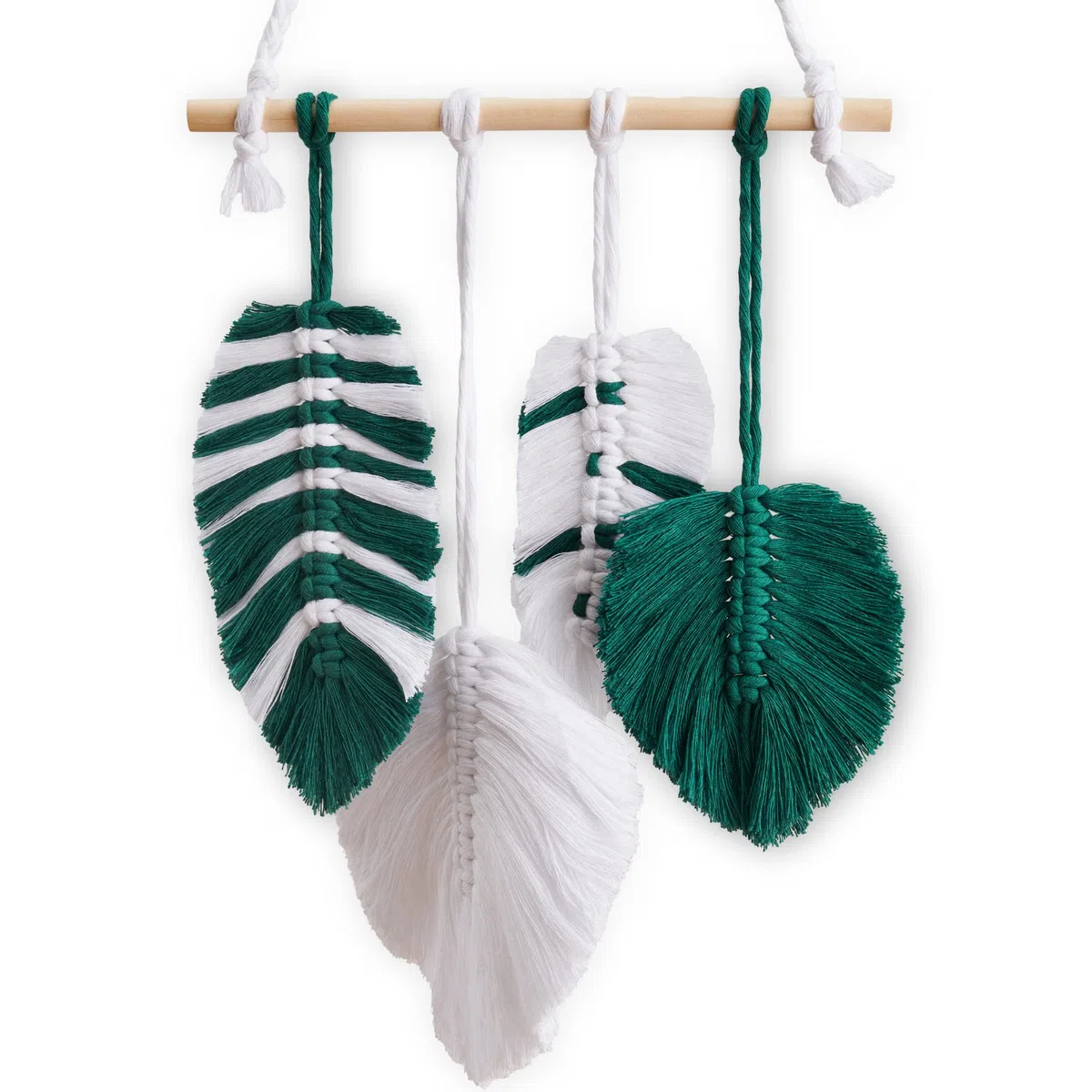 The Lanners – kit para tejer tapiz de macramé Floral Feather, nivel principiante, incluye ovillos, barras y patrón