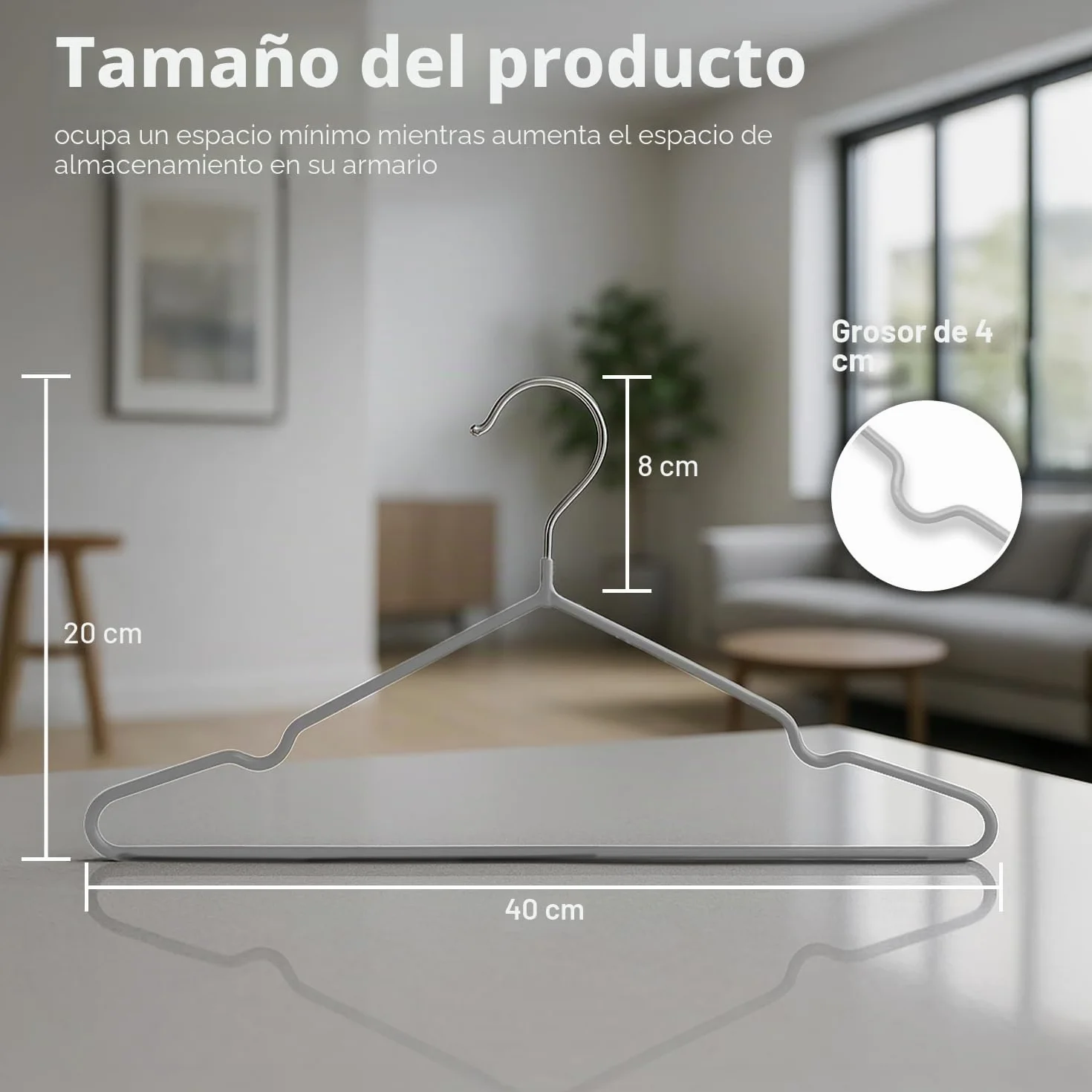 KEPLIN 20 Perchas de Metal con Revestimiento de Goma Tarea Pesada - Percha organizadora de Ropa Que Ahorra Espacio para Las Perchas del Armario (Gris)