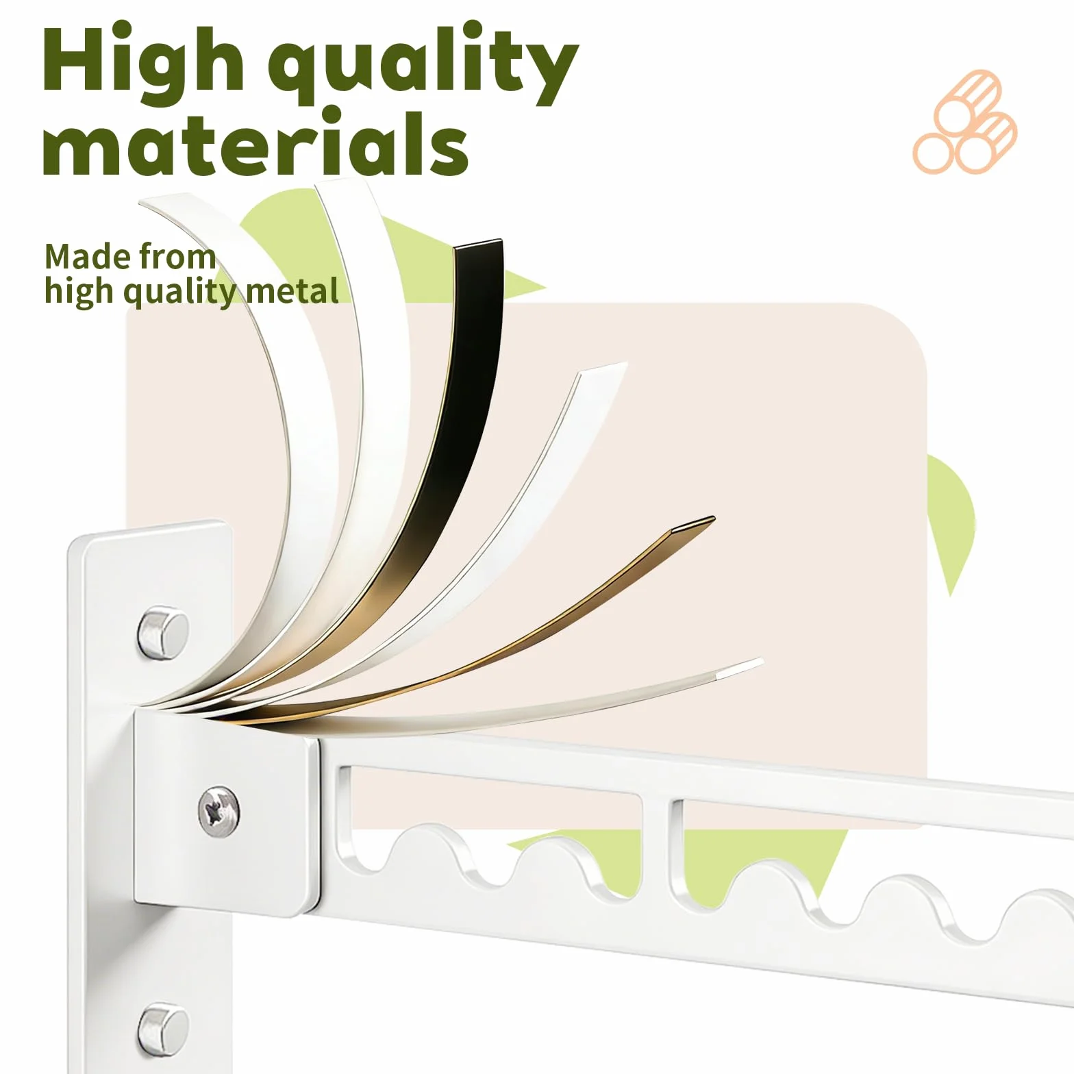 Tendedero Pared Plegable, Percheros Pared Percheros de Pared Acero Inoxidable Plegable Impermeable Antihumedad Ahorra Espacio, Perchero para Lavandería Balcón Dormitorio Baño, Blanco