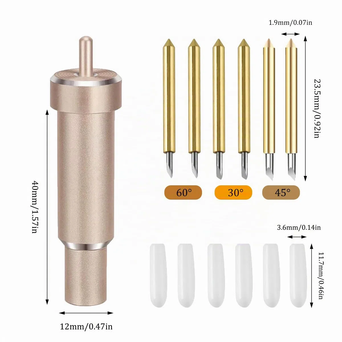 6Pcs Explore Cuchilla de Corte Profundo con Carcasa, 30/45/60 Grados de Afilado de Punta Profunda Cuchilla de Corte, Compatible con Cricut Make, Maker 3, Air 3, Air 2, Air, One, Explore 3