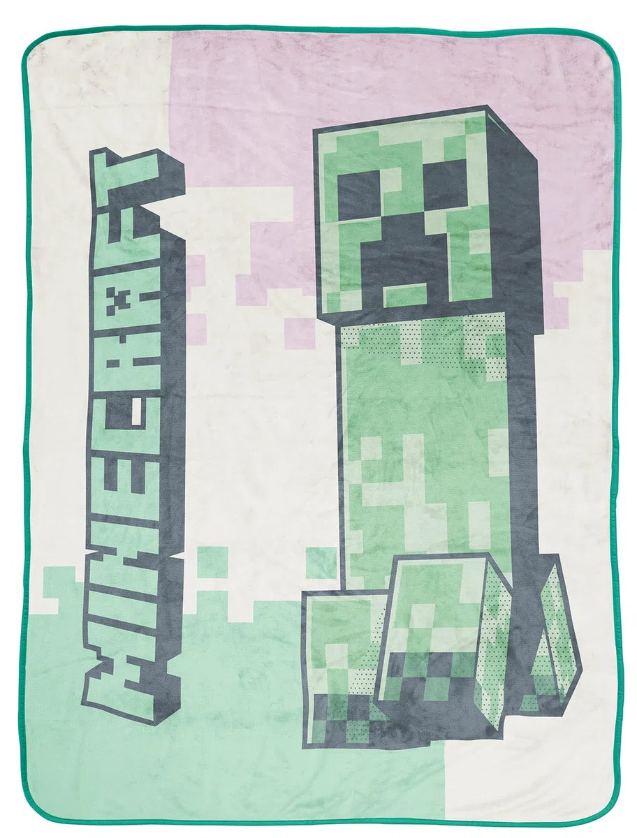 Jay Franco Minecraft Creeper - Manta mullida (130 x 150 cm), color rosa claro
