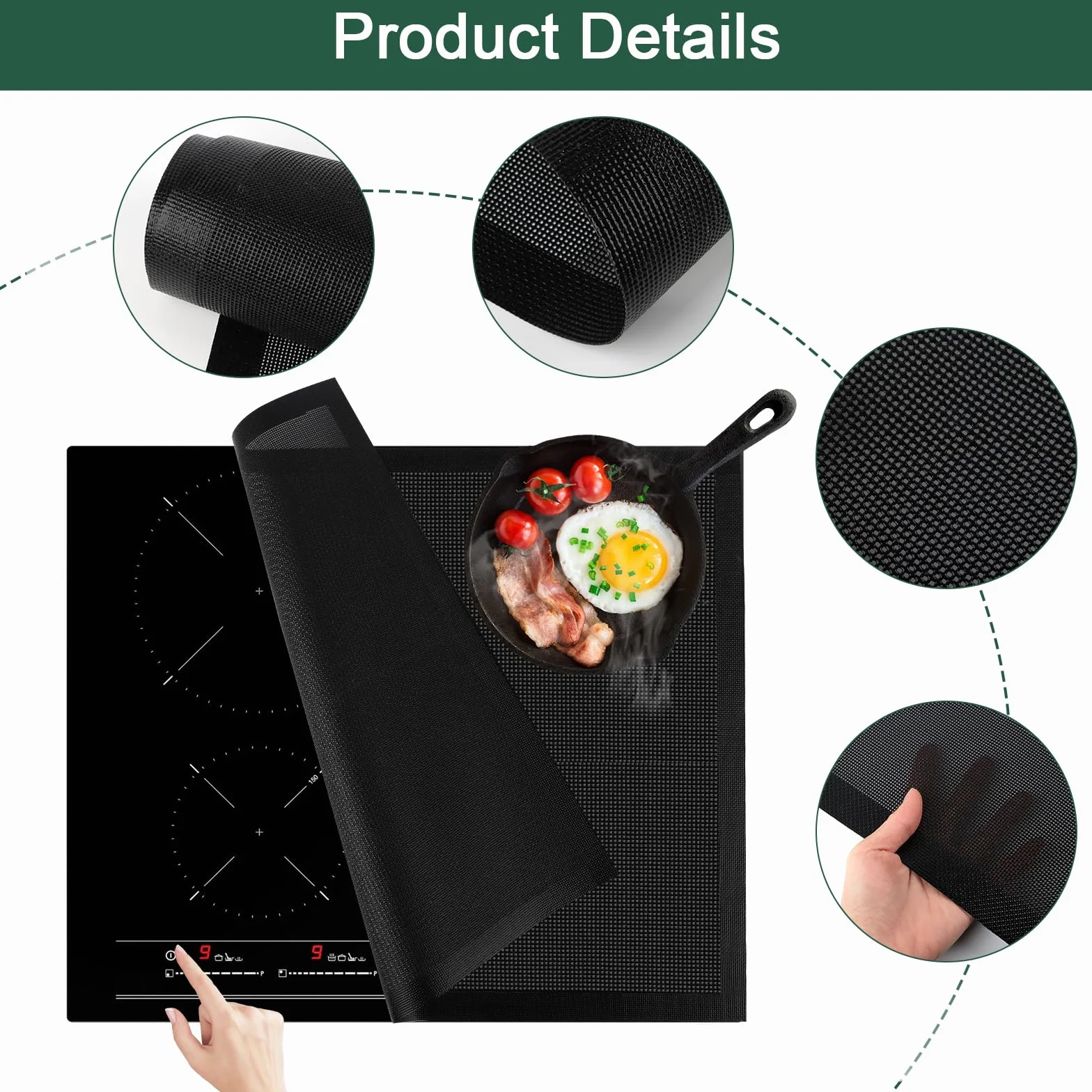 60x52cm Alfombrilla Protectora para Cocina de Inducción Protector Placa Induccion Protector de Placa de Induccion Magnética Estufa de Inducción Esterilla de Silicona