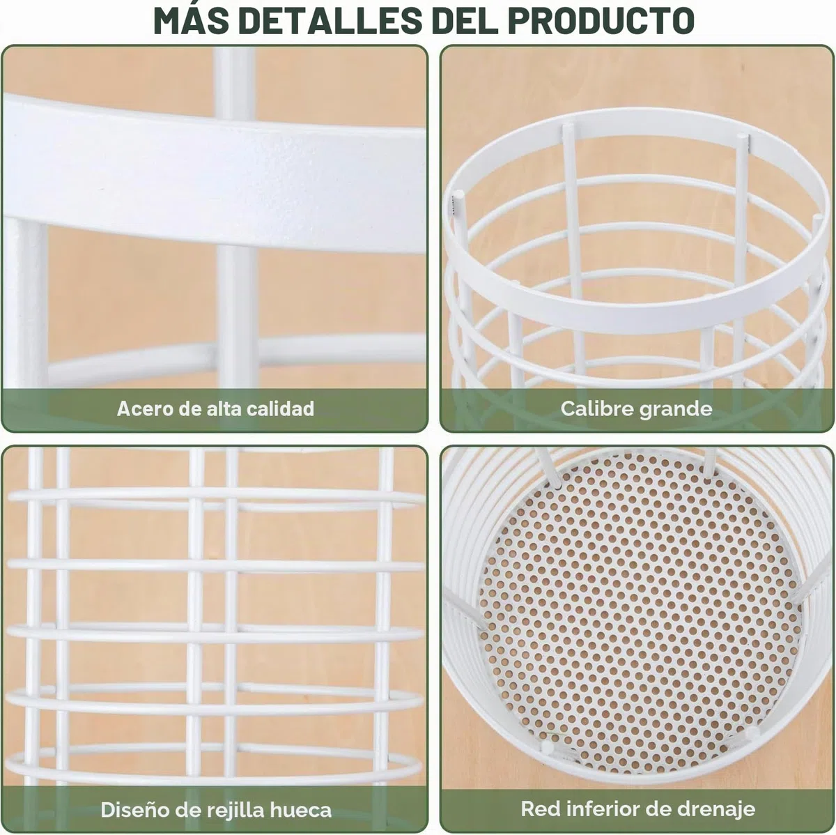 QIWODE Soporte para Utensilios de Cocina, Cesto redondo para cubiertos, organizador de utensilios de cocina para cucharas, espátulas, tenedores, metal, blanco